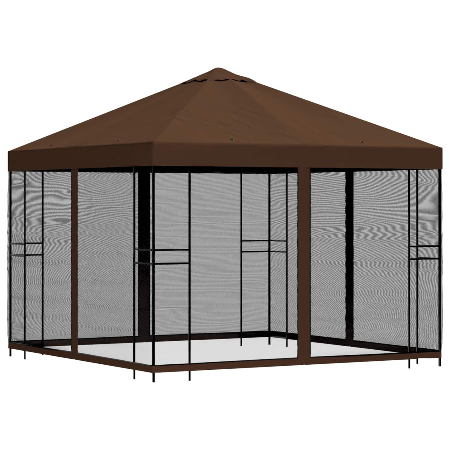 Garden Gazebo with Sidewalls 3 x 3 m Brown Polyester and Steel