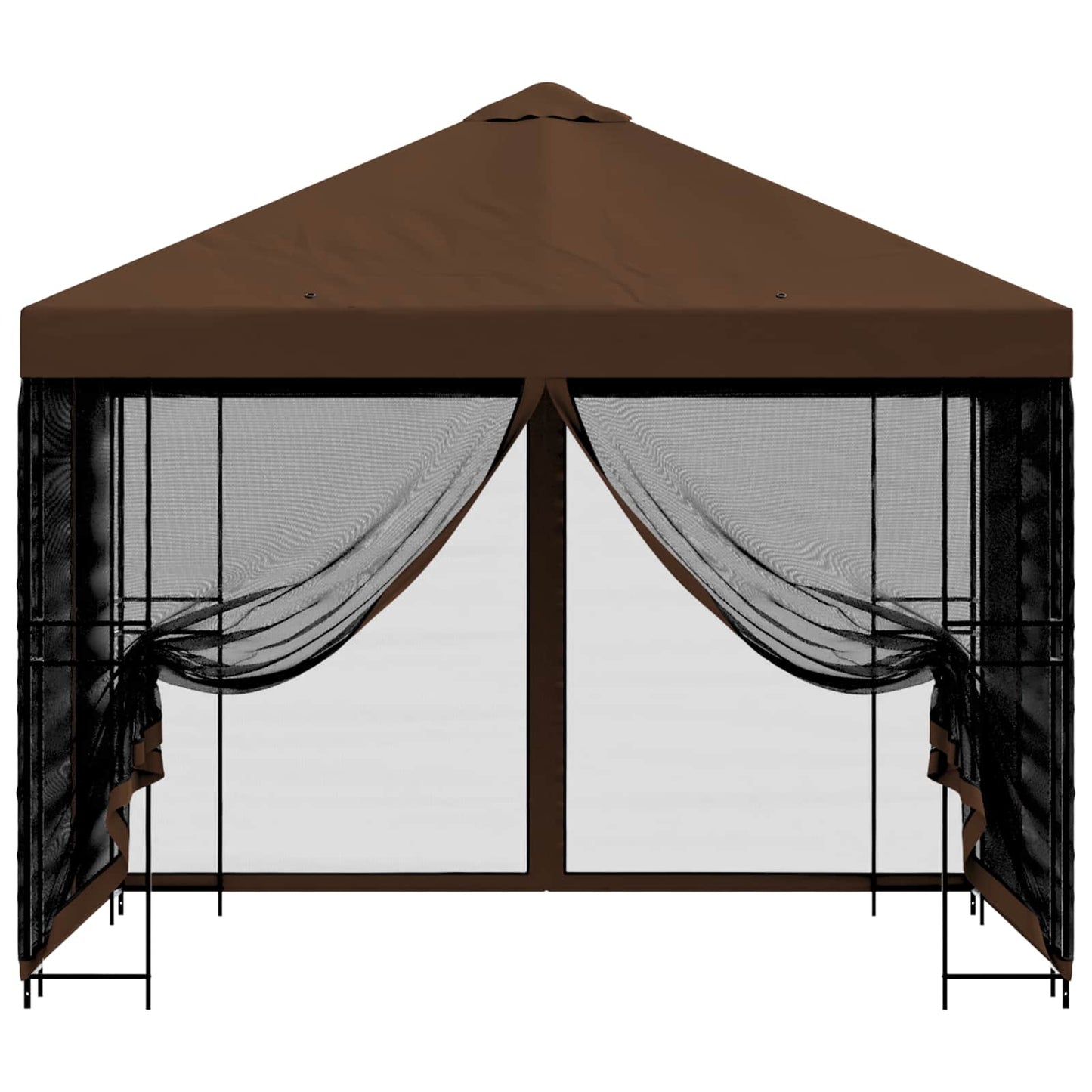 Garden Gazebo with Sidewalls 3 x 3 m Brown Polyester and Steel