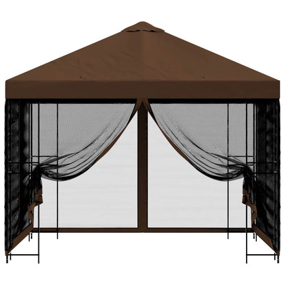 Garden Gazebo with Sidewalls 3 x 3 m Brown Polyester and Steel