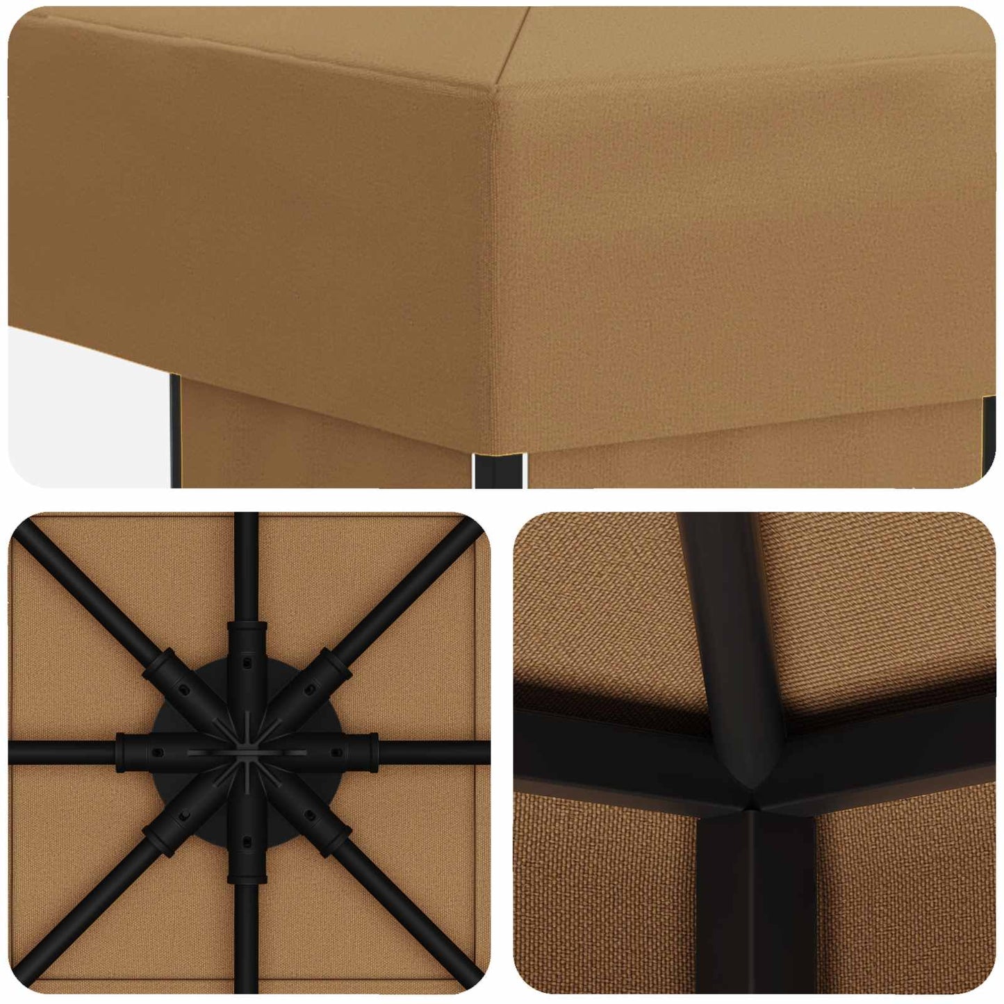 Gazebo 3 x 3 m Beige Polyester and Steel 190 gsm