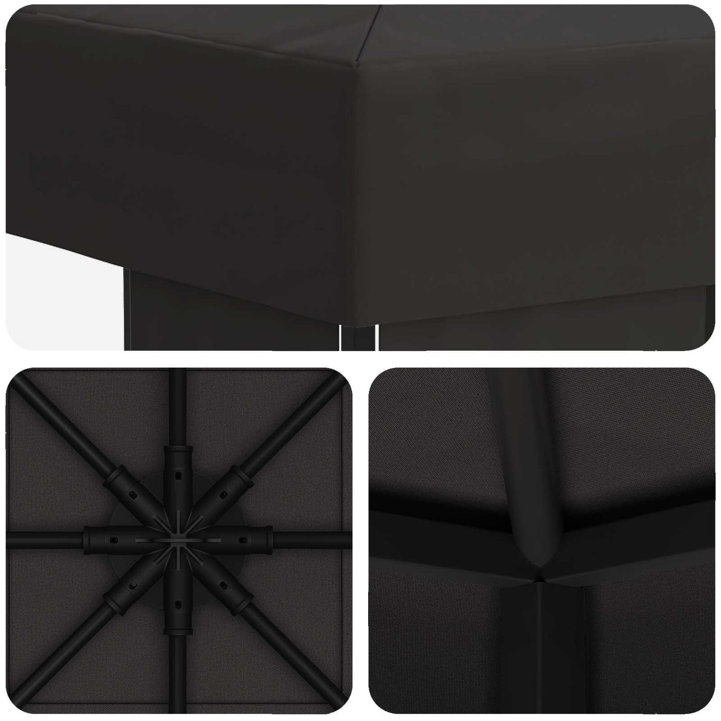 Gazebo 3 x 3 m Anthracite Polyester and Steel 190 gsm