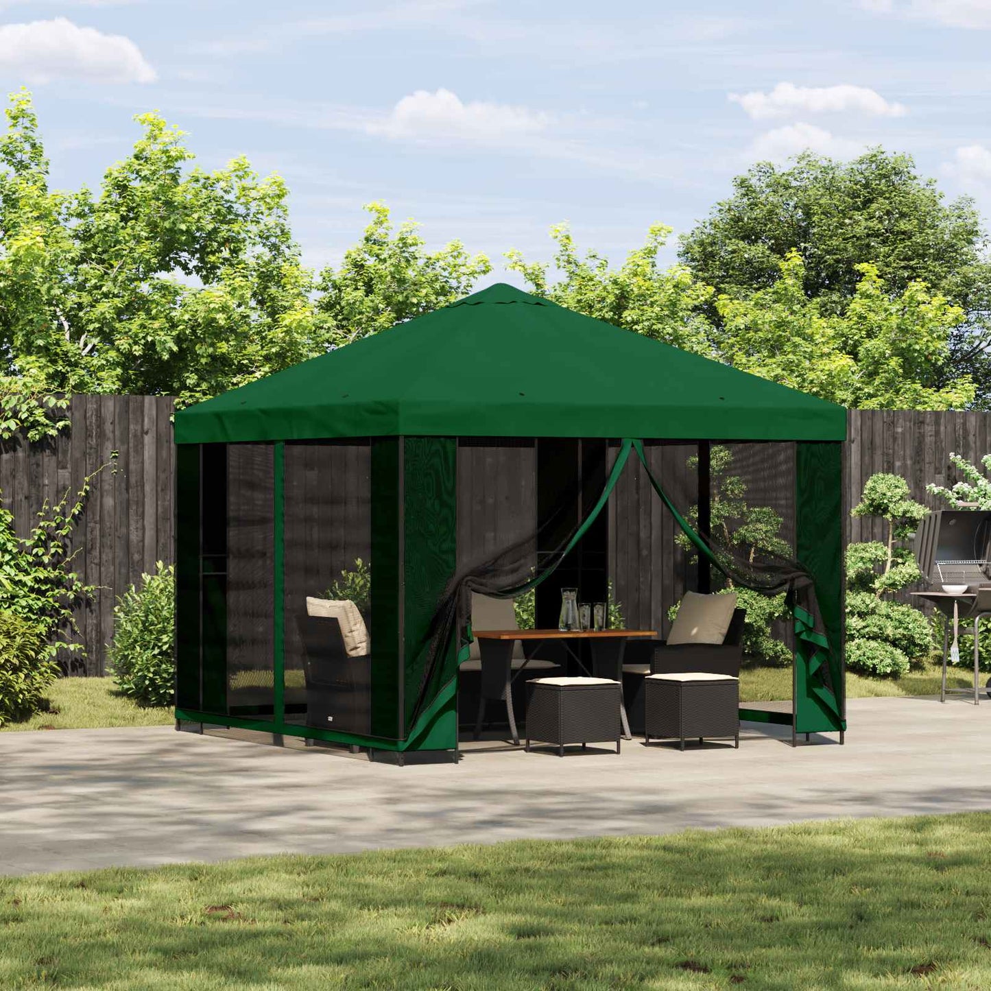 Gazebo 3 x 3 m Green Polyester and Steel 190 gsm