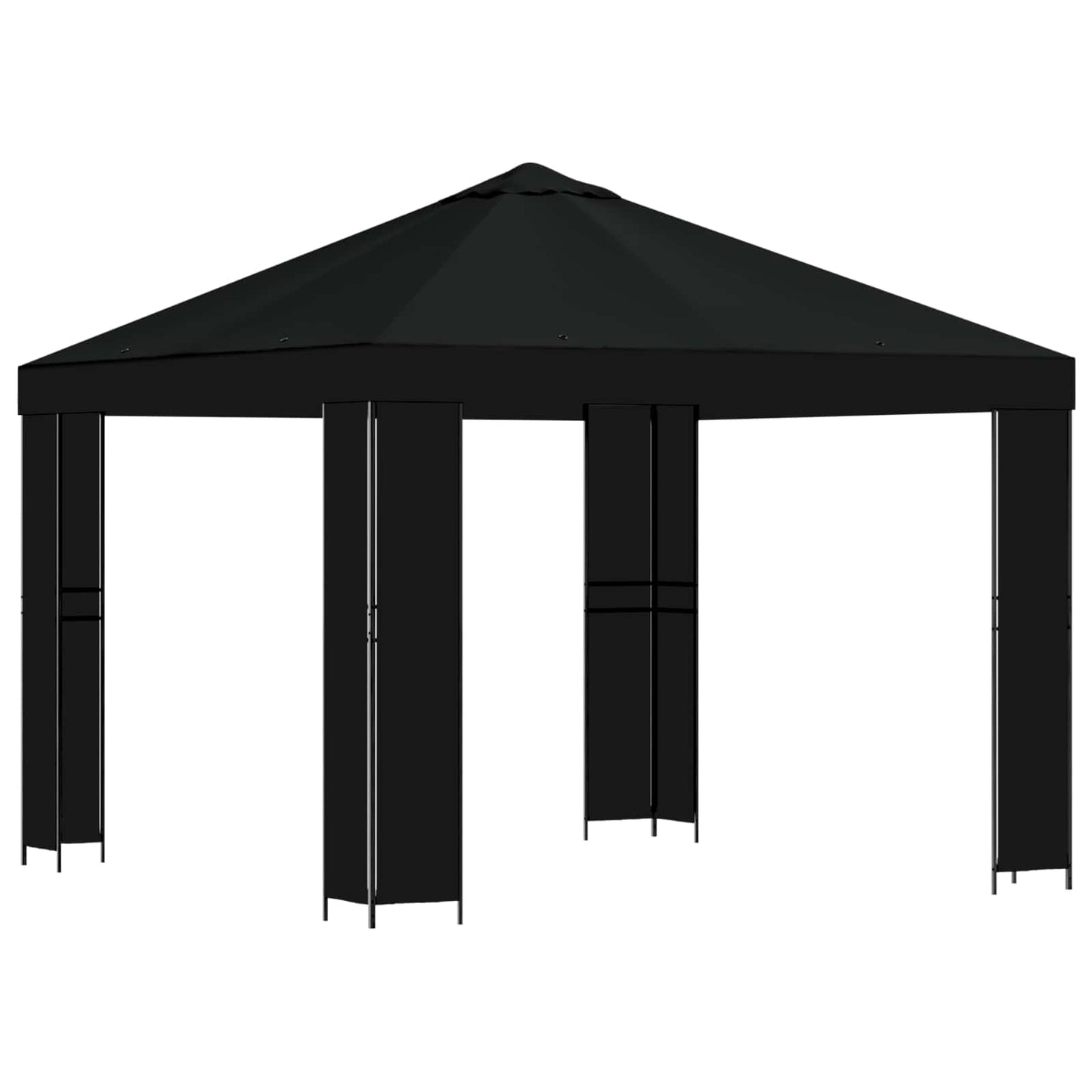 Gazebo 3 x 3 m Black Polyester and Steel 190 gsm