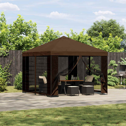 Gazebo 3 x 3 m Brown Polyester and Steel 190 gsm