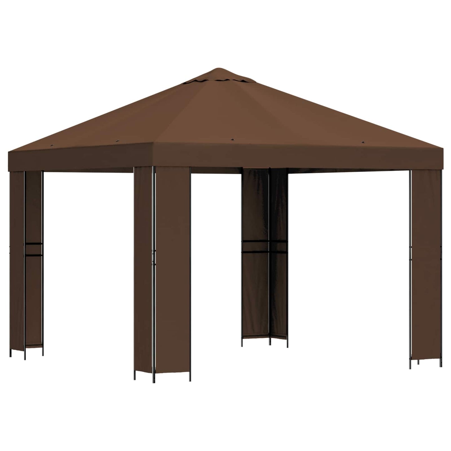 Gazebo 3 x 3 m Brown Polyester and Steel 190 gsm