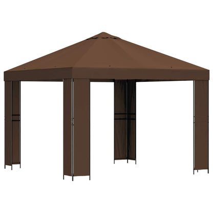 Gazebo 3 x 3 m Brown Polyester and Steel 190 gsm