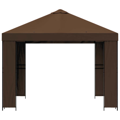 Gazebo 3 x 3 m Brown Polyester and Steel 190 gsm