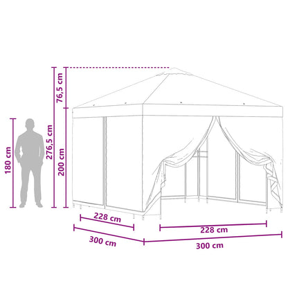 Garden Gazebo with Sidewalls 3 x 3 m Cream Polyester and Steel