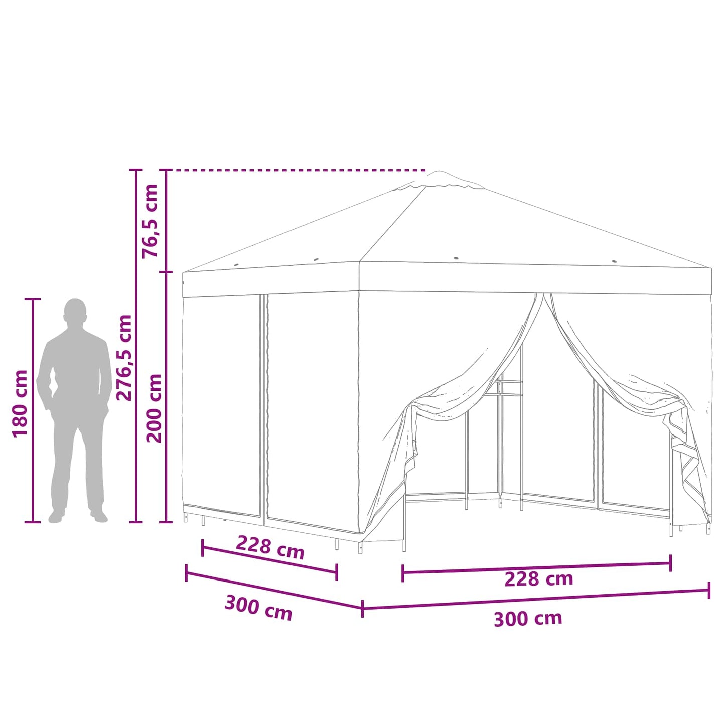 Garden Gazebo with Sidewalls 3 x 3 m Orange Polyester and Steel