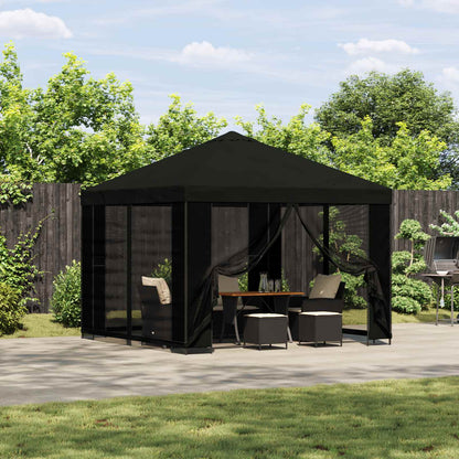 Garden Gazebo with Sidewalls 3 x 3 m Black Polyester and Steel