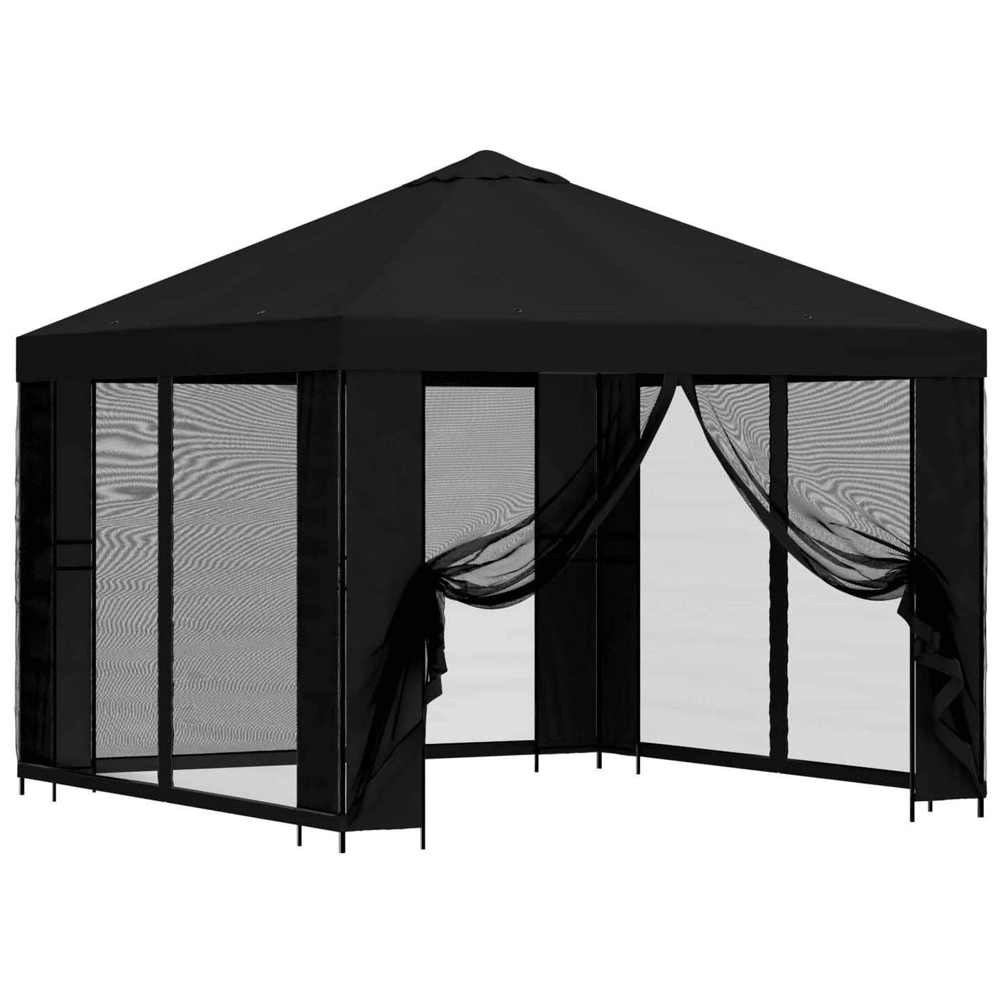 Garden Gazebo with Sidewalls 3 x 3 m Black Polyester and Steel