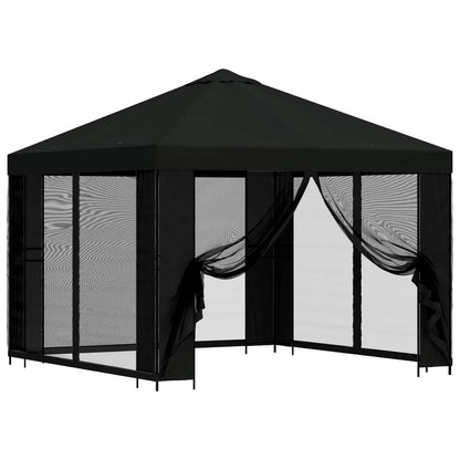 Garden Gazebo with Sidewalls 3 x 3 m Black Polyester and Steel