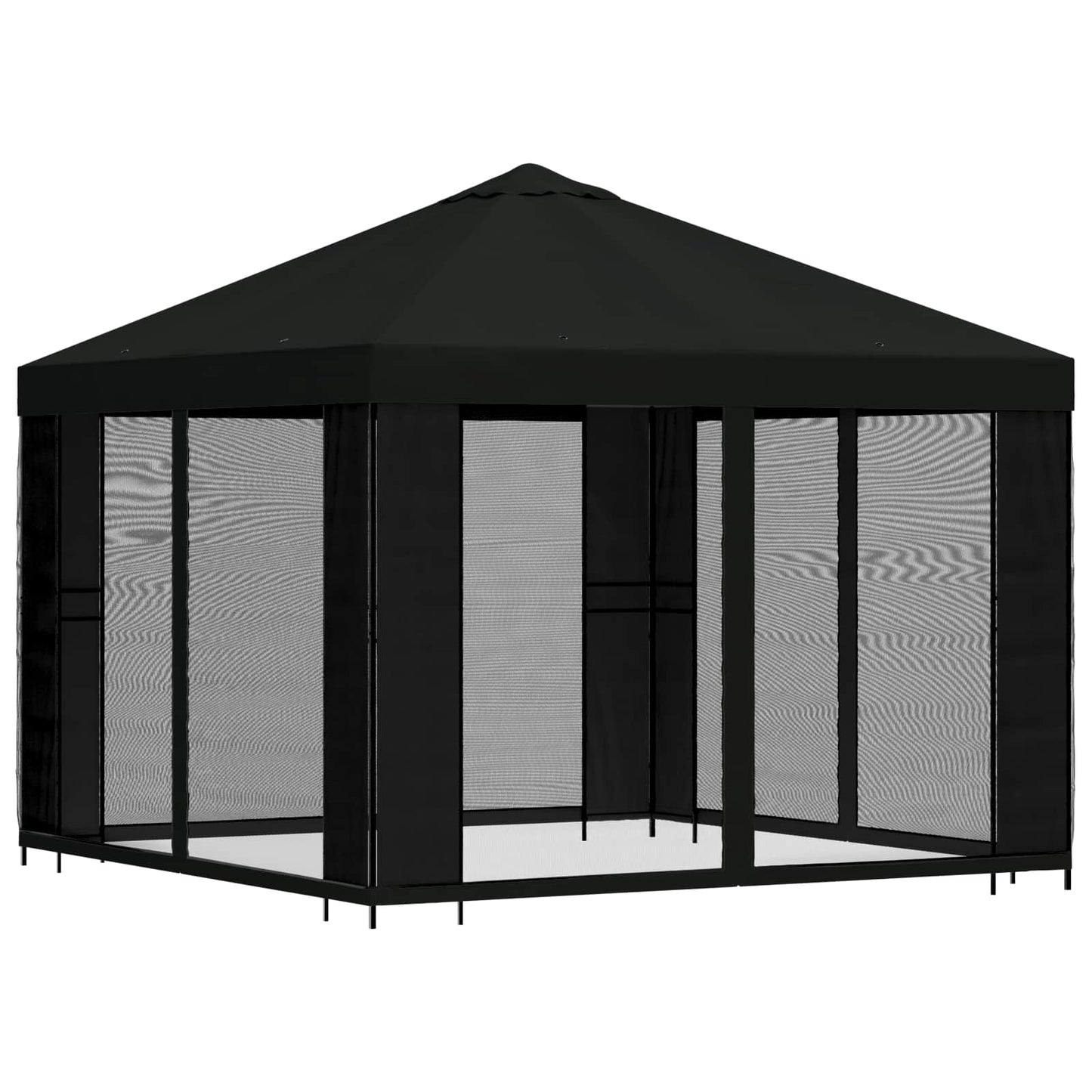 Garden Gazebo with Sidewalls 3 x 3 m Black Polyester and Steel