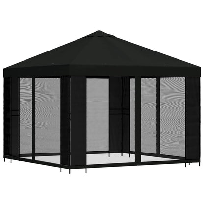 Garden Gazebo with Sidewalls 3 x 3 m Black Polyester and Steel