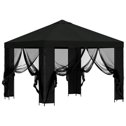 Garden Gazebo with Sidewalls 3 x 3 m Black Polyester and Steel