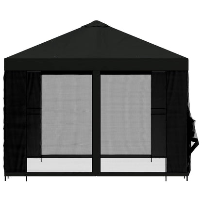 Garden Gazebo with Sidewalls 3 x 3 m Black Polyester and Steel