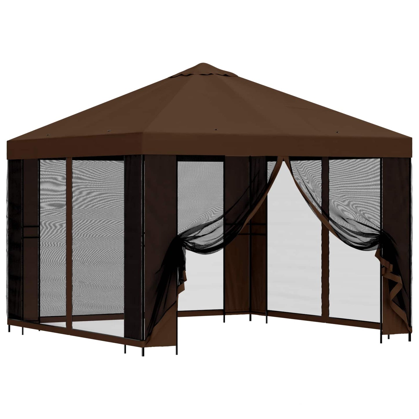 Garden Gazebo with Sidewalls 3 x 3 m Brown Polyester and Steel