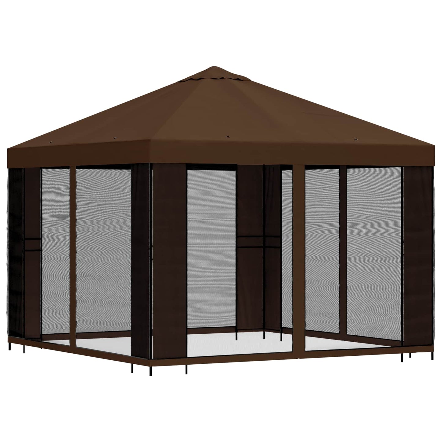 Garden Gazebo with Sidewalls 3 x 3 m Brown Polyester and Steel