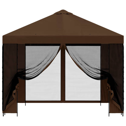 Garden Gazebo with Sidewalls 3 x 3 m Brown Polyester and Steel