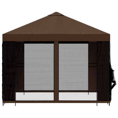 Garden Gazebo with Sidewalls 3 x 3 m Brown Polyester and Steel