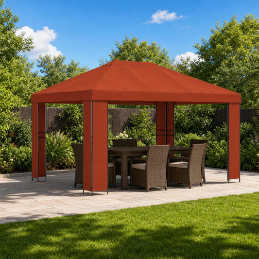 Gazebo 4 x 3 m Terracotta Polyester and Steel 190 gsm