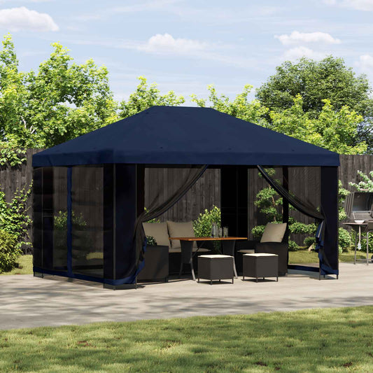 Gazebo 4 x 3 m Blue Polyester and Steel 190 gsm