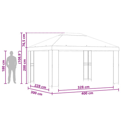 Gazebo 4 x 3 m Blue Polyester and Steel 190 gsm