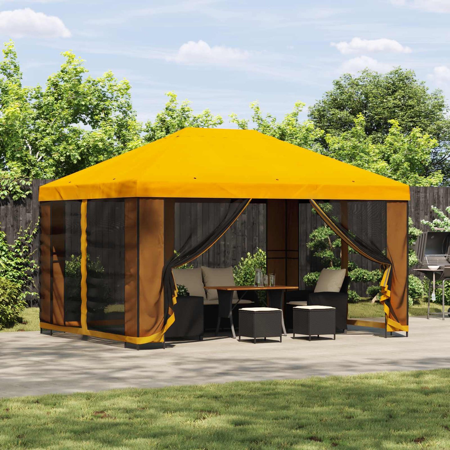 Gazebo 4 x 3 m Yellow Polyester and Steel 190 gsm
