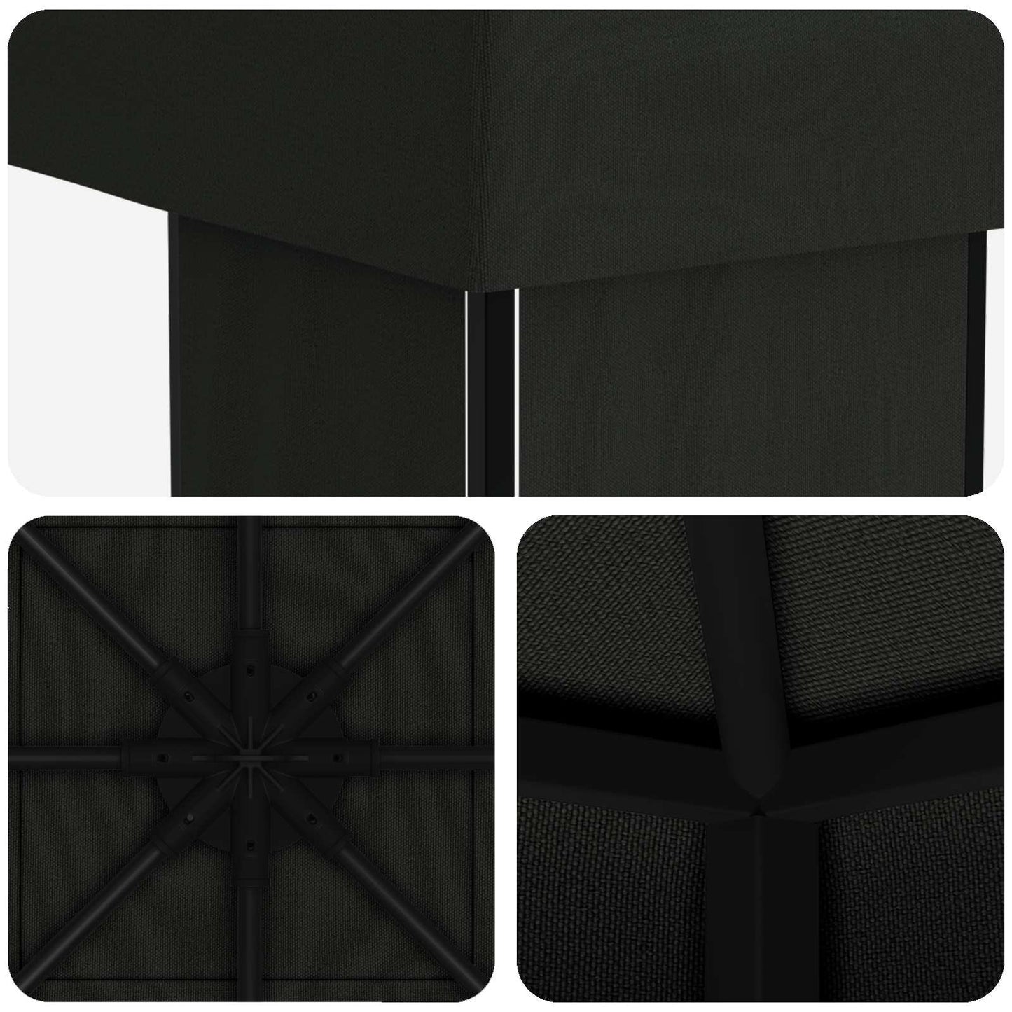 Gazebo 4 x 3 m Black Polyester and Steel 190 gsm