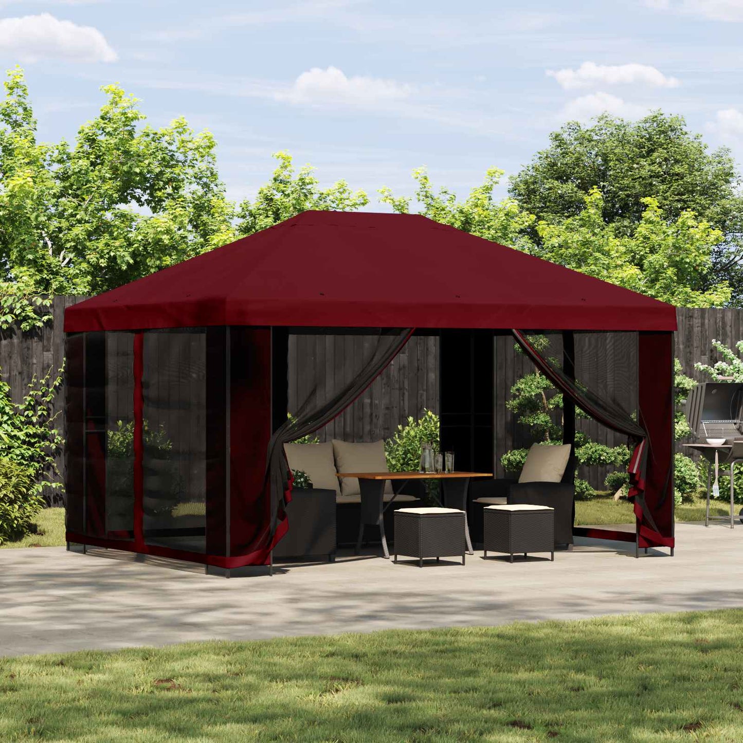 Gazebo 4 x 3 m Burgundy Polyester and Steel 190 gsm