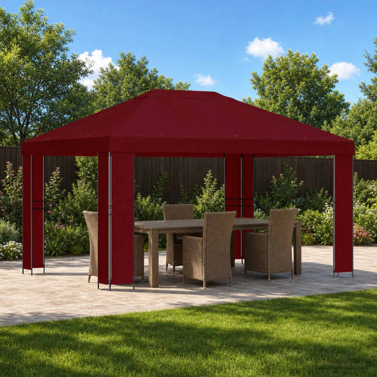 Gazebo 4 x 3 m Burgundy Polyester and Steel 190 gsm