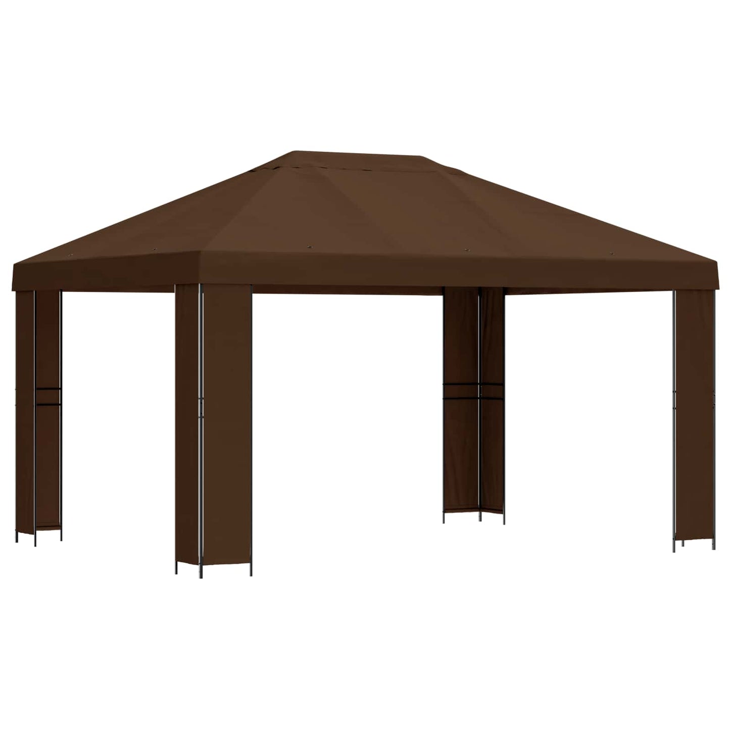 Gazebo 4 x 3 m Brown Polyester and Steel 190 gsm