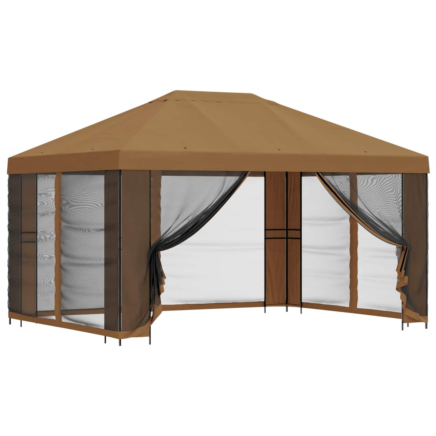 Garden Gazebo with Sidewalls 4 x 3 m Beige Polyester and Steel