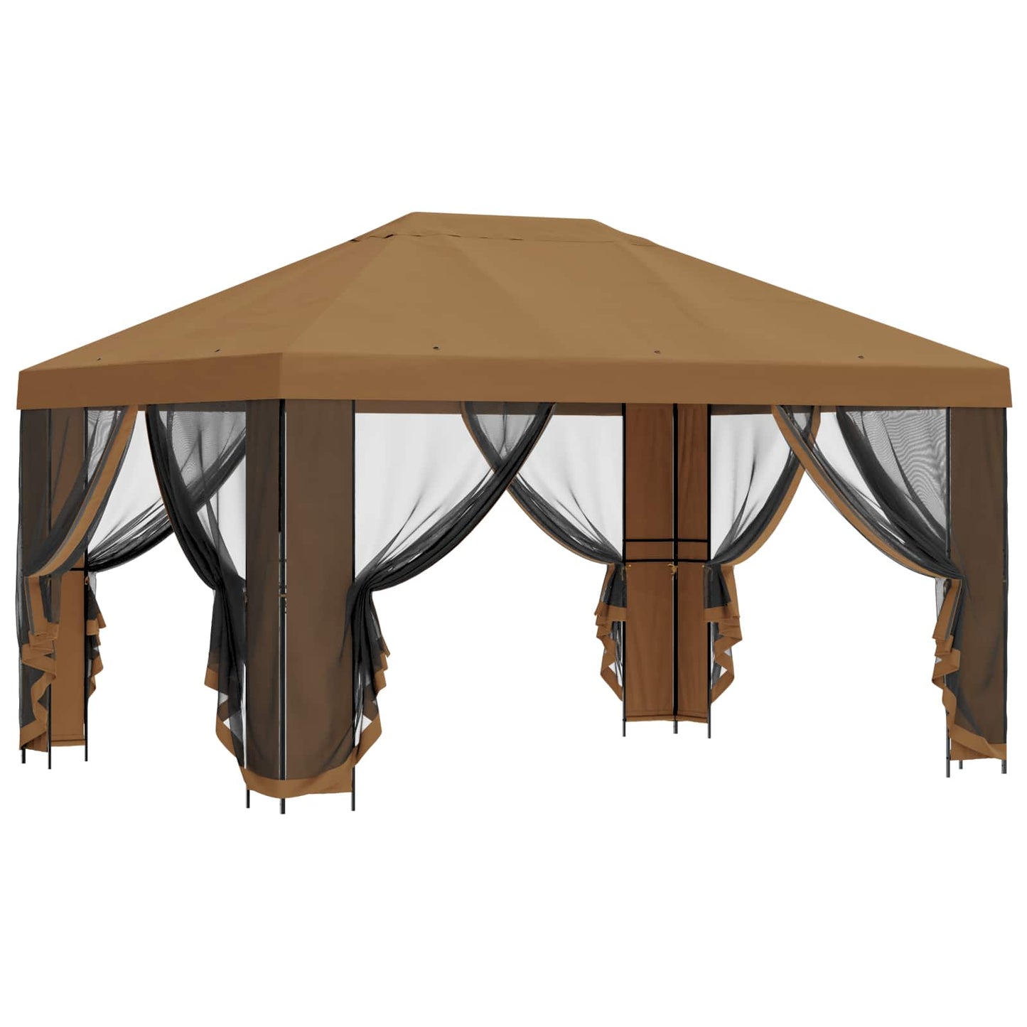 Garden Gazebo with Sidewalls 4 x 3 m Beige Polyester and Steel