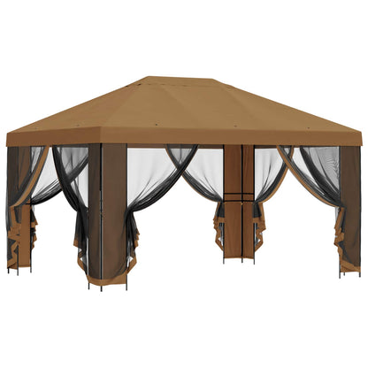 Garden Gazebo with Sidewalls 4 x 3 m Beige Polyester and Steel