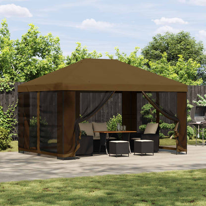 Garden Gazebo with Sidewalls 4 x 3 m Taupe Polyester and Steel