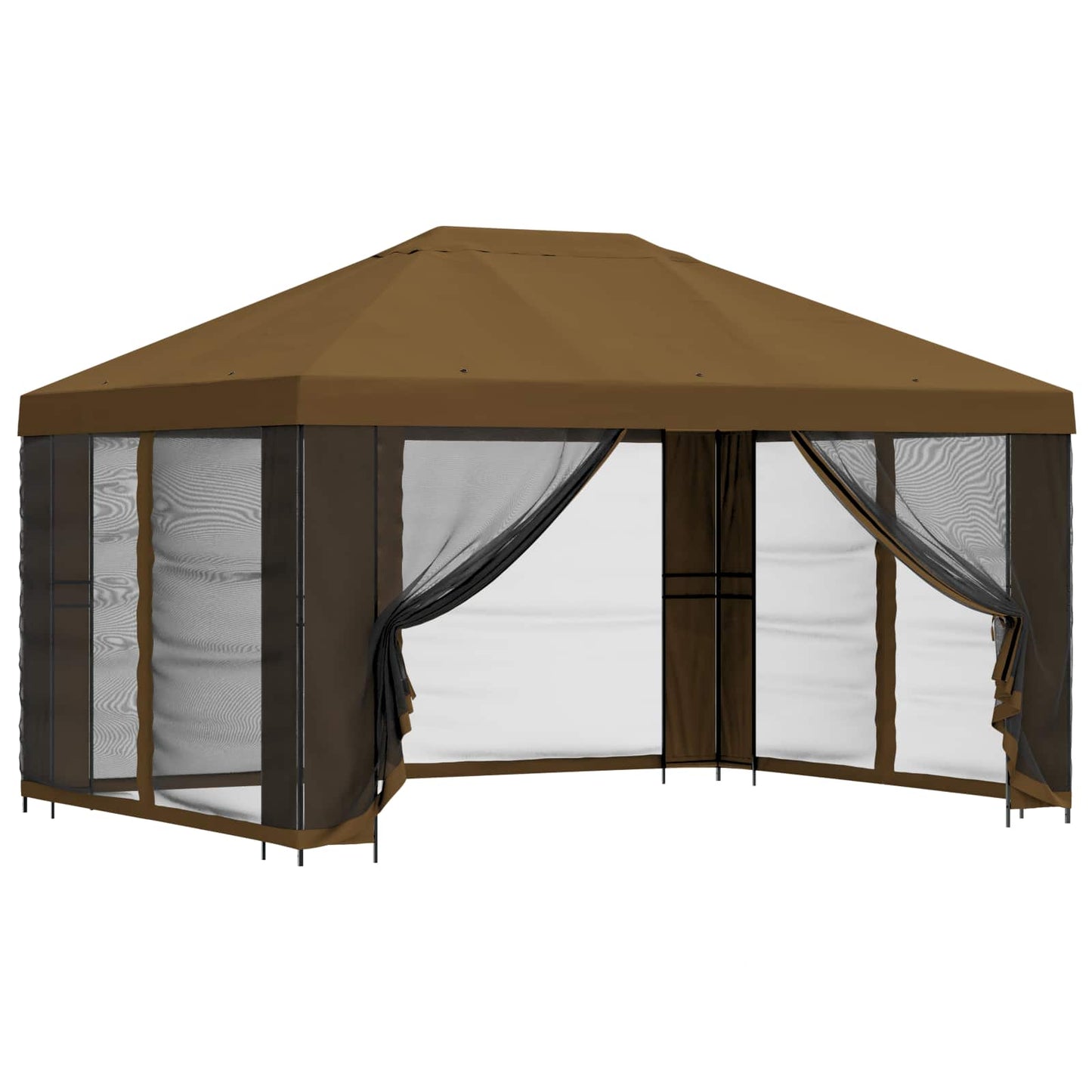 Garden Gazebo with Sidewalls 4 x 3 m Taupe Polyester and Steel