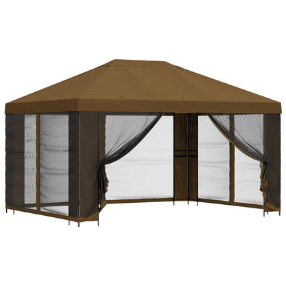 Garden Gazebo with Sidewalls 4 x 3 m Taupe Polyester and Steel