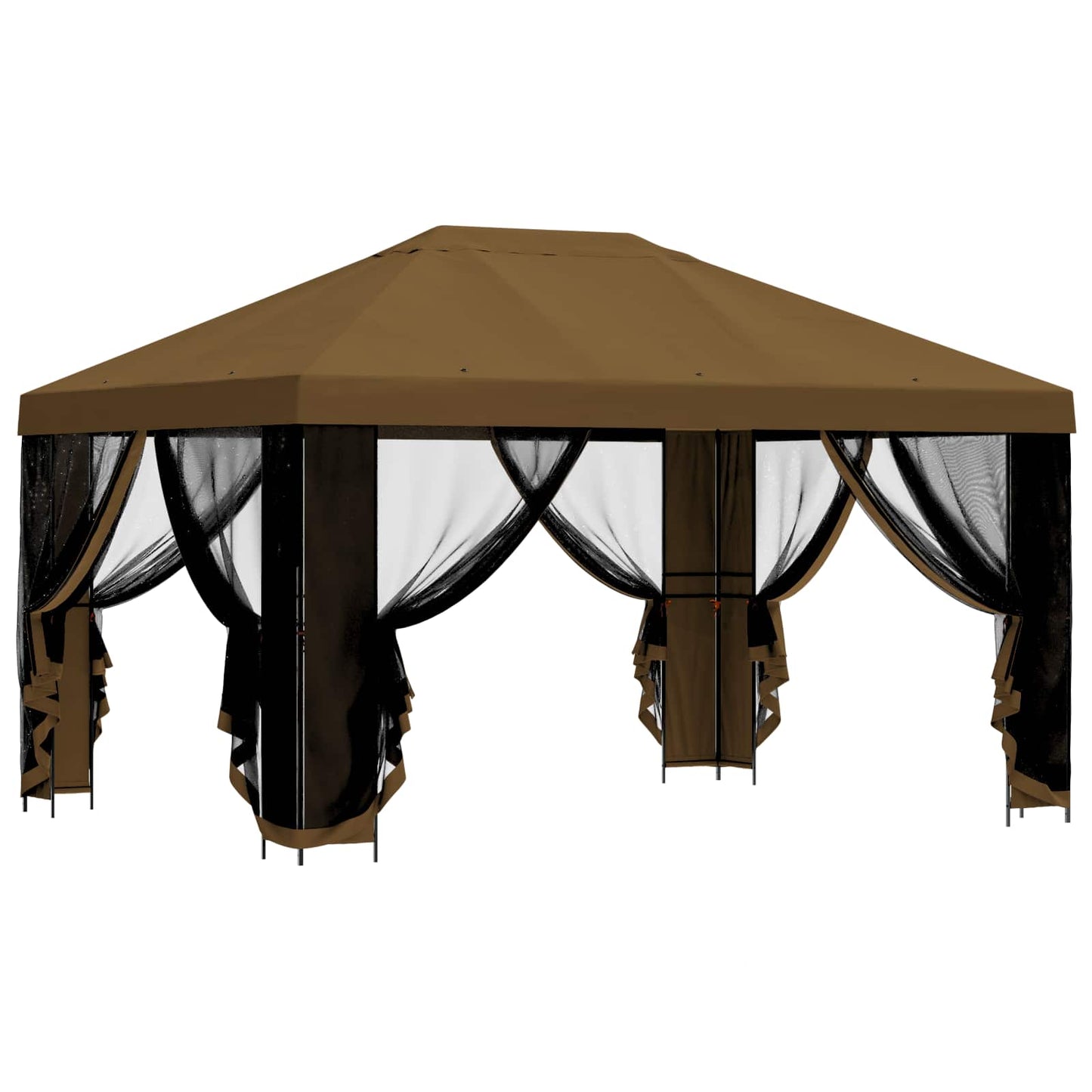 Garden Gazebo with Sidewalls 4 x 3 m Taupe Polyester and Steel