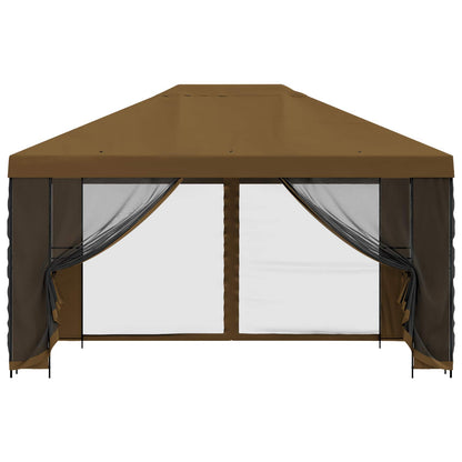 Garden Gazebo with Sidewalls 4 x 3 m Taupe Polyester and Steel