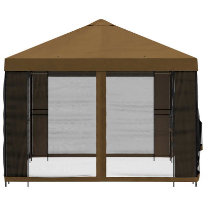 Garden Gazebo with Sidewalls 4 x 3 m Taupe Polyester and Steel