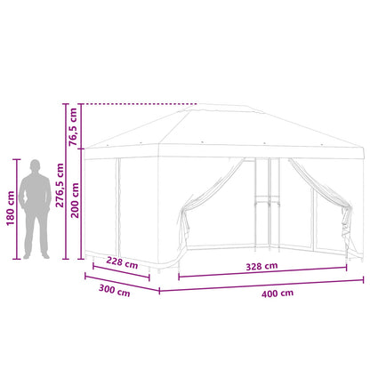 Garden Gazebo with Sidewalls 4 x 3 m Taupe Polyester and Steel