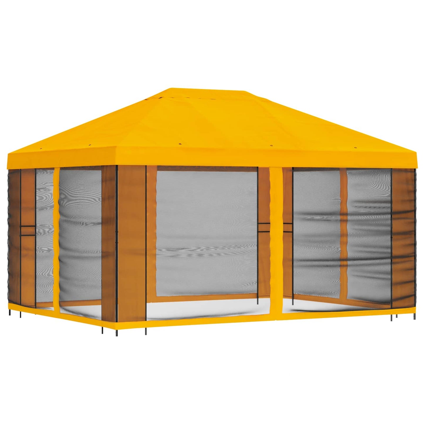 Garden Gazebo with Sidewalls 4 x 3 m Yellow Polyester and Steel