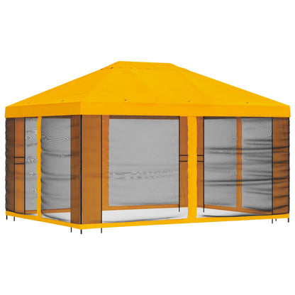 Garden Gazebo with Sidewalls 4 x 3 m Yellow Polyester and Steel