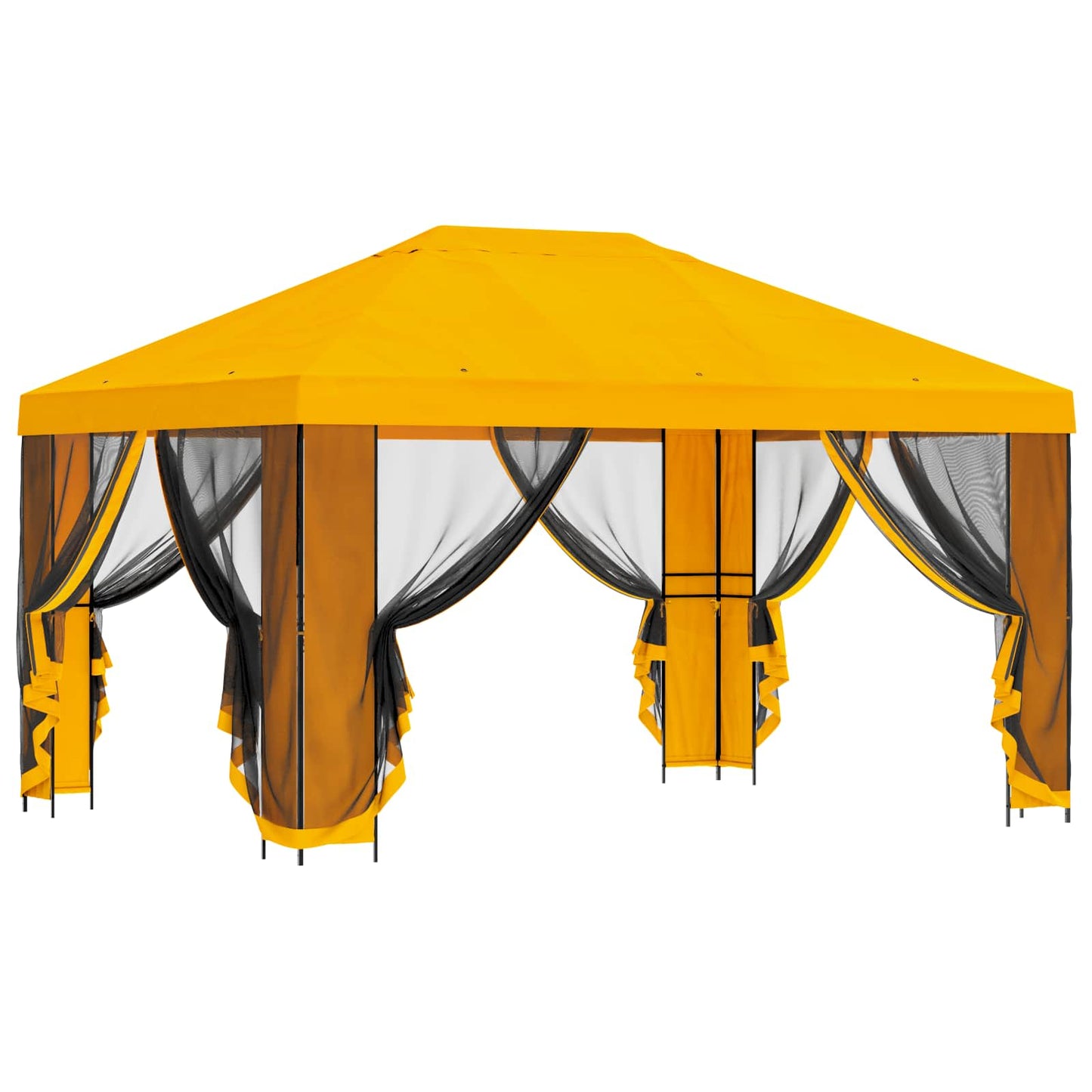 Garden Gazebo with Sidewalls 4 x 3 m Yellow Polyester and Steel