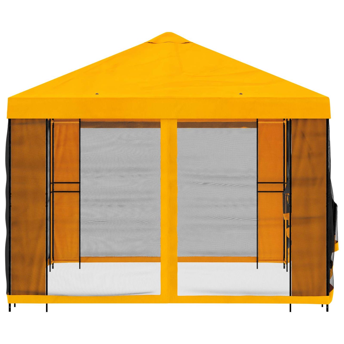 Garden Gazebo with Sidewalls 4 x 3 m Yellow Polyester and Steel