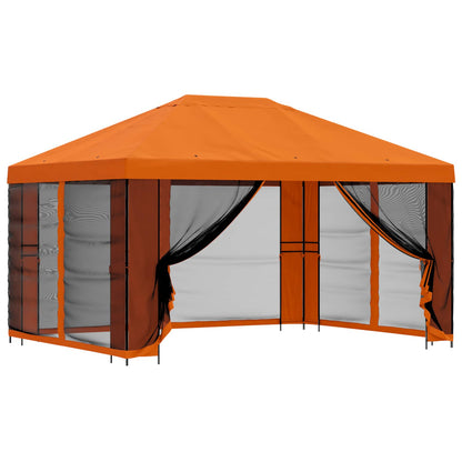 Garden Gazebo with Sidewalls 4 x 3 m Orange Polyester and Steel