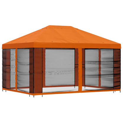 Garden Gazebo with Sidewalls 4 x 3 m Orange Polyester and Steel