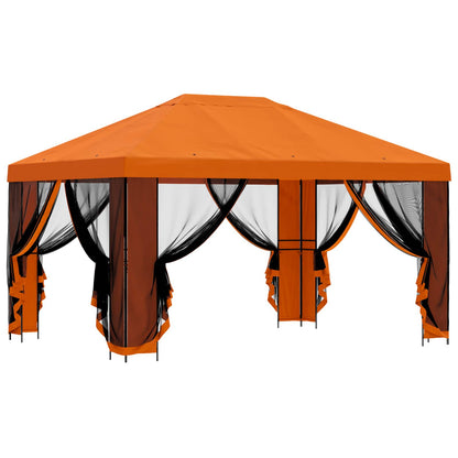 Garden Gazebo with Sidewalls 4 x 3 m Orange Polyester and Steel