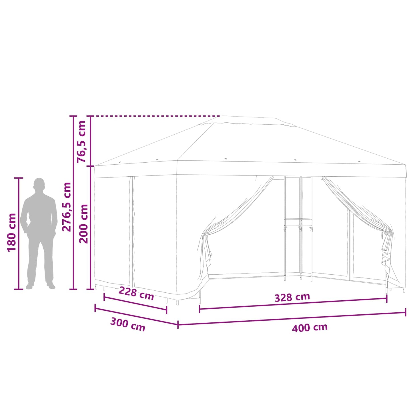 Garden Gazebo with Sidewalls 4 x 3 m Orange Polyester and Steel